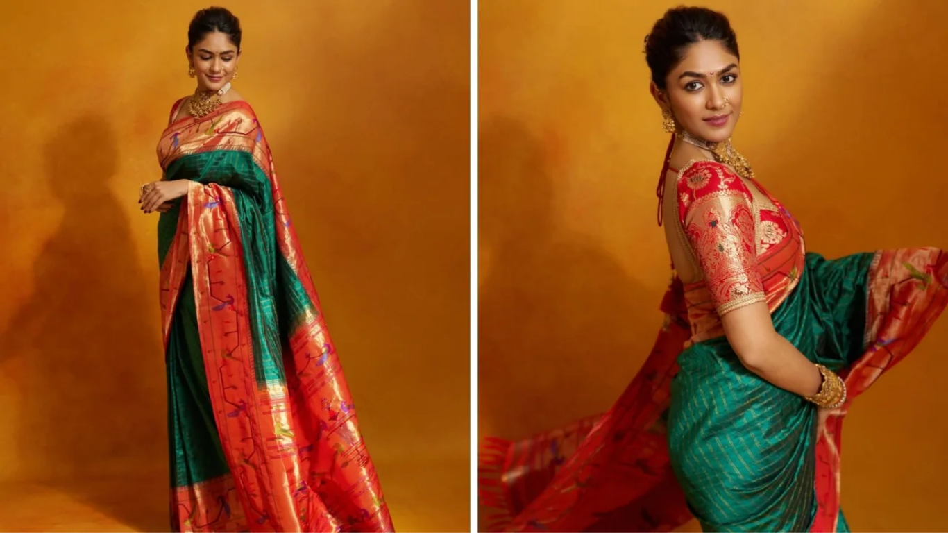 Mrunal Thakur looks stunning in a traditional Maharashtrian Paithani saree